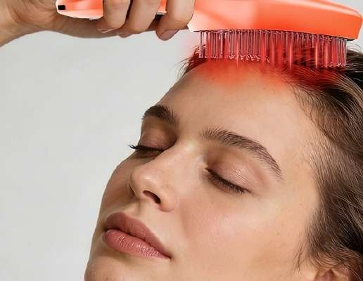 Using the light therapy comb on scalp