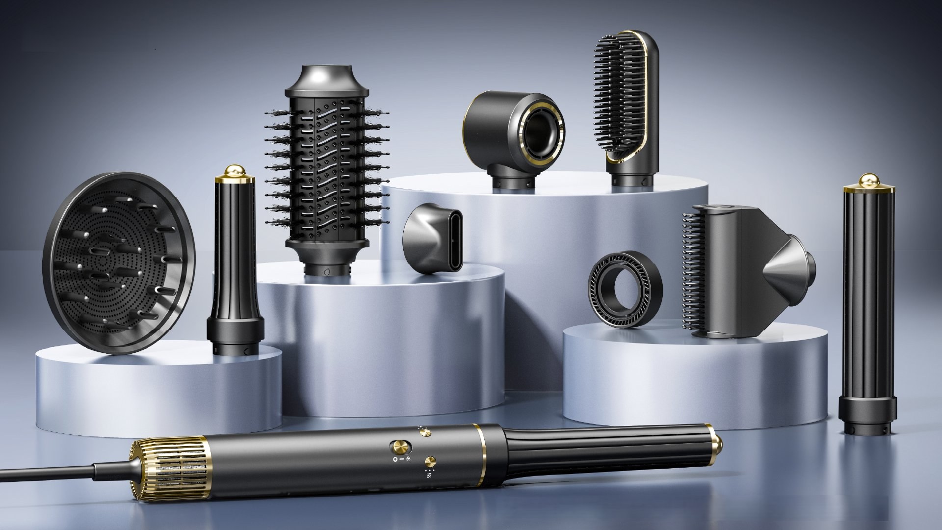 Midnight Black full accessory kit — all attachments